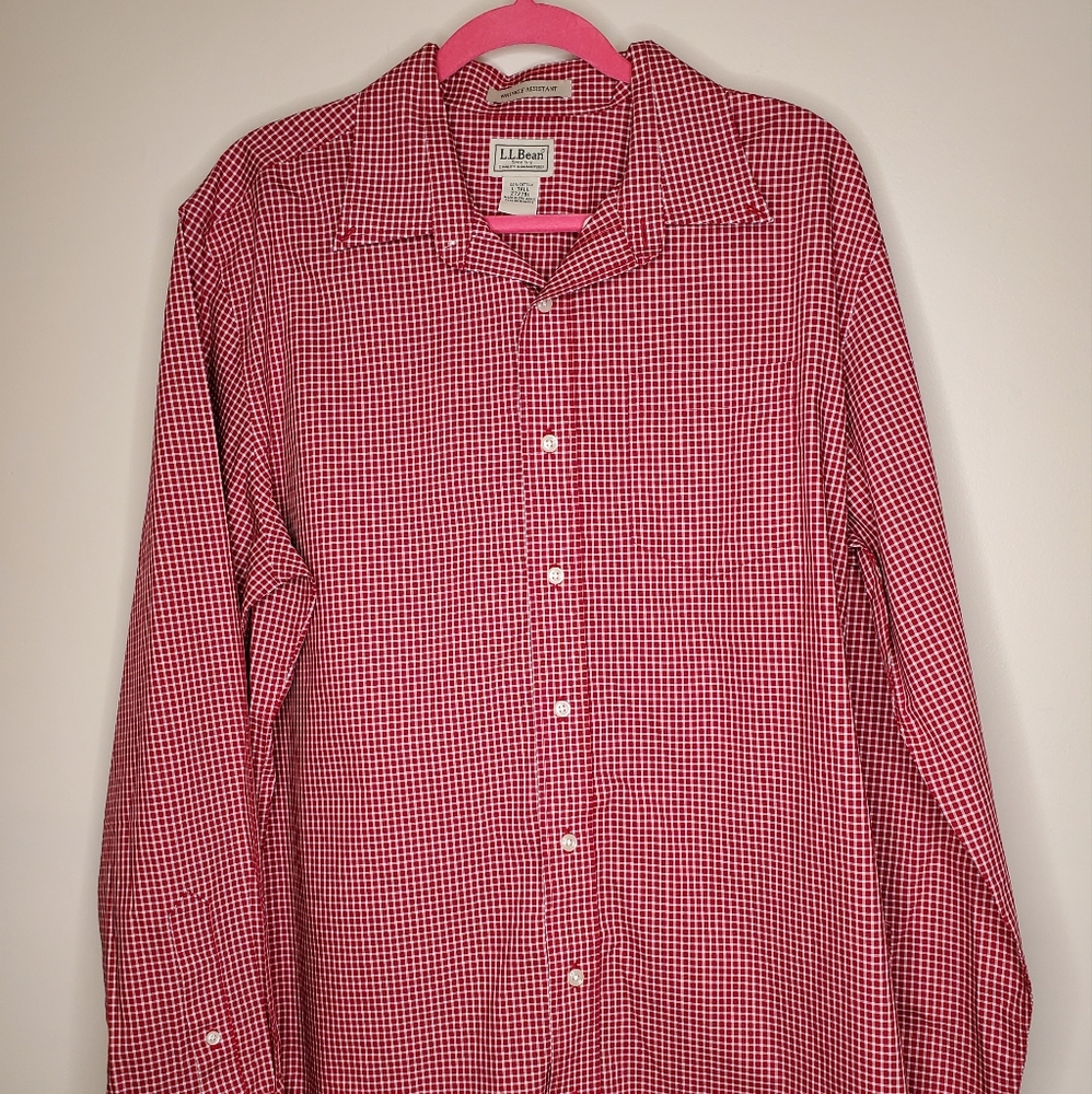 L.L. Bean Size Large Tall Red White Gingham